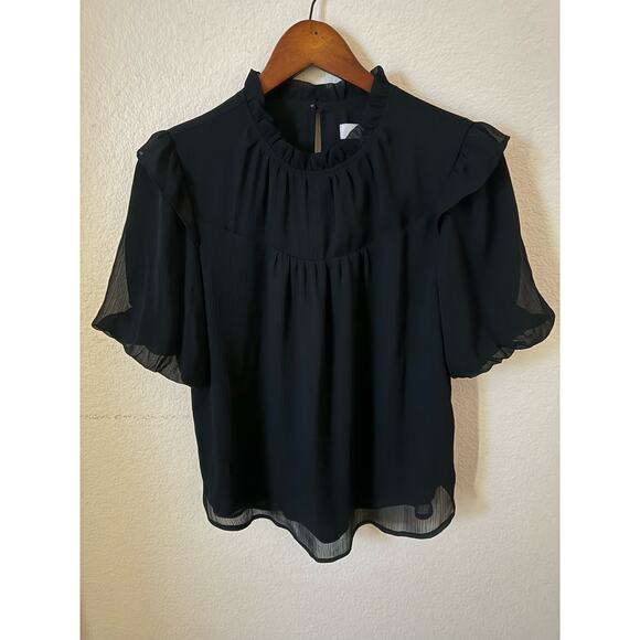 Loft Ruffle Balloon Sleeve Top in Black Size MP - Picture 5 of 6